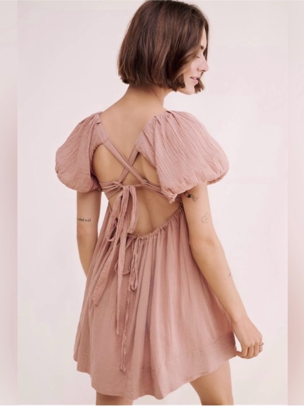 Free People Women’s Short Puff Sleeves Free-est Marina Mini Dress - Sz Small NWT
